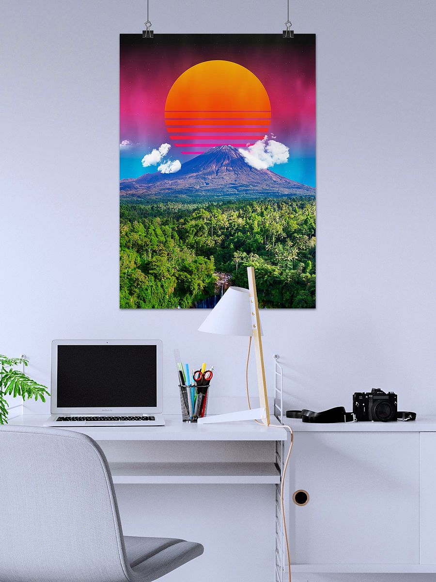 Synthwave sunset & mountain — space vintage retro collage art, 50s cosmic futuristic sci-fi collage, surreal collage art product image (2)