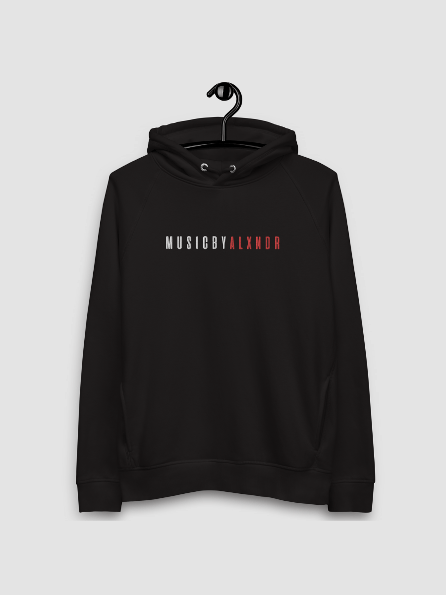 MusicByALXNDR Minimal White and Red Logo On Black Stanley/Stella Eco Hoodie product image (3)