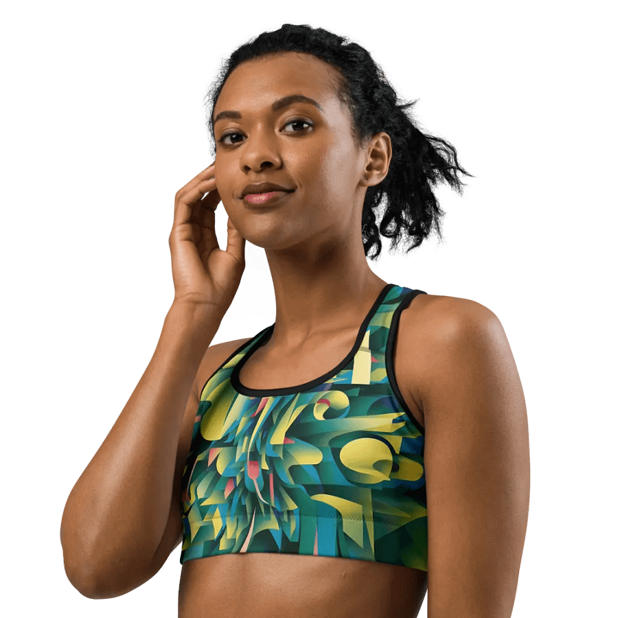 Abstract Lithographic Pattern Design Sports Bra - V8 product image (7)