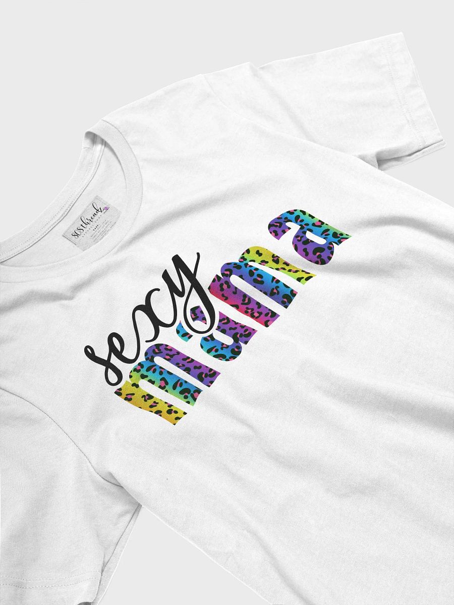 Sexy Mama T-Shirt; Black with Bright Rainbow Leopard Pattern product image (3)
