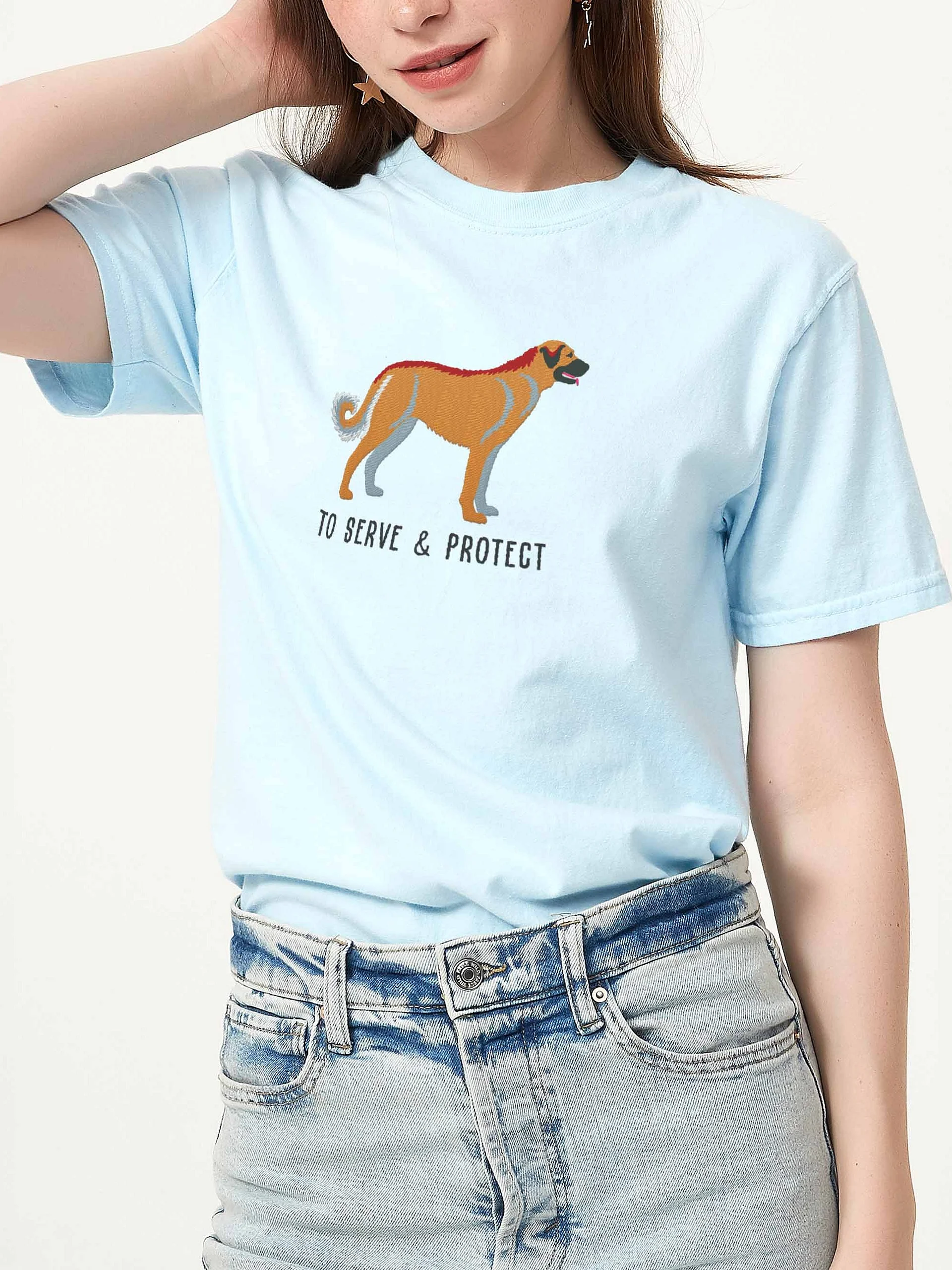 To Serve and Protect T-Shirt(Embroidered) of an Anatolian Shepherd Dog(Tan) product image (2)
