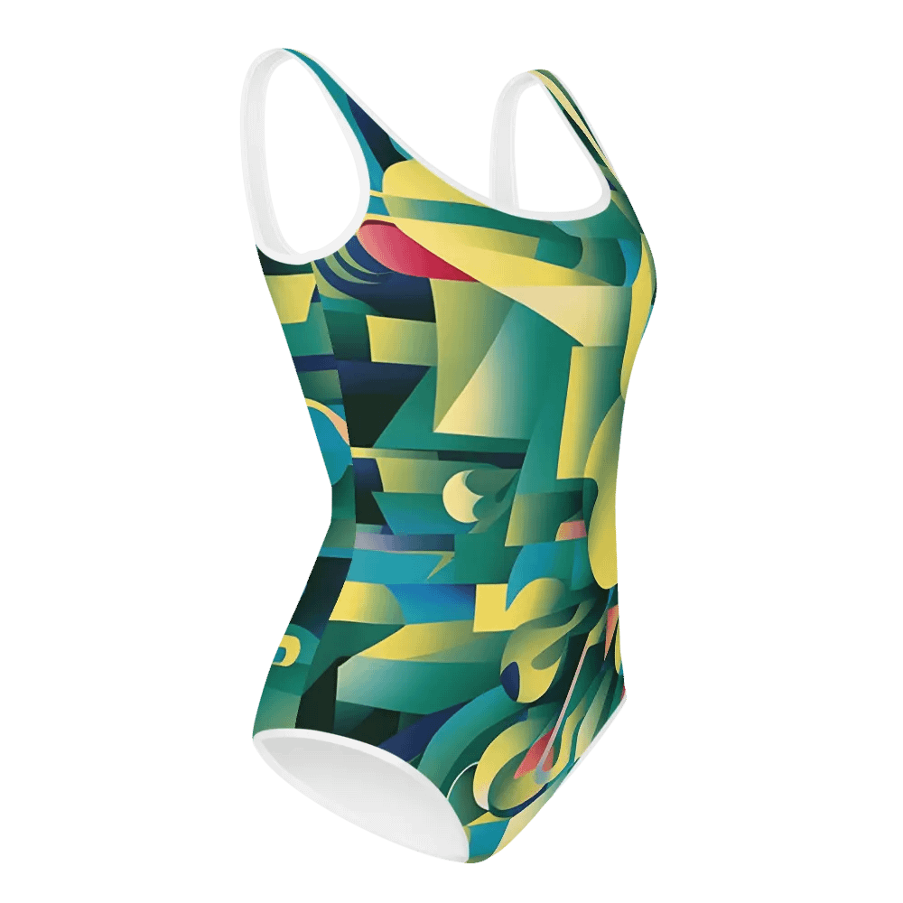 Abstract Lithographic Pattern Design Youth One Piece Swimsuit - V8 product image (3)