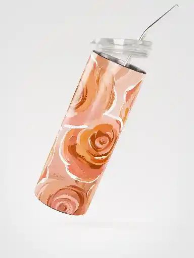 Peach Rose Tumbler Wrap PNG for 20oz Skinny Tumbler – Abstract Floral Digital Download Design – Sublimation PNG for DIY Cup Printing product image (4)