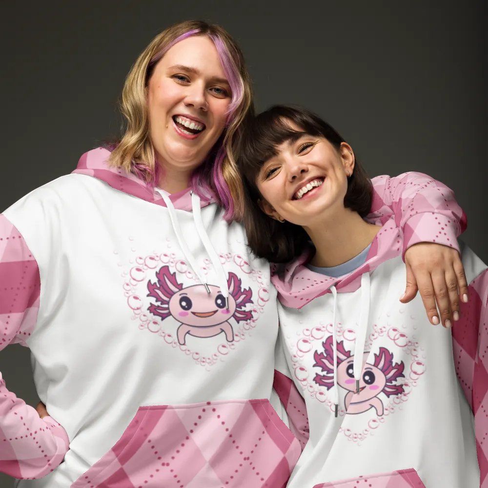 Pink And White Axolotl Hoodie product image (2)