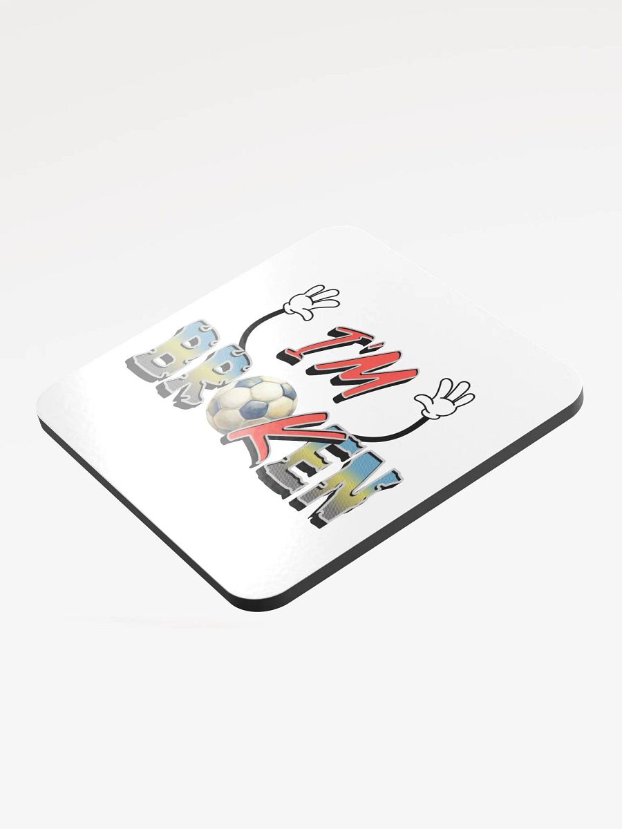 Im Broken Soccer Cartoonish Ball Glossed Cork Coaster product image (4)