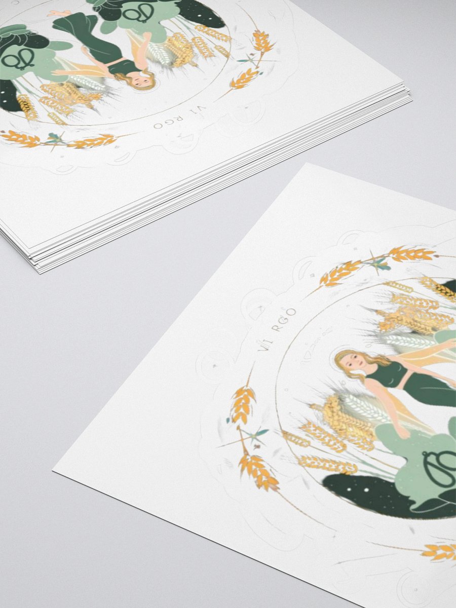 Virgo Zodiac Sticker - Maiden with Wheat & Floral - Vinyl product image (12)
