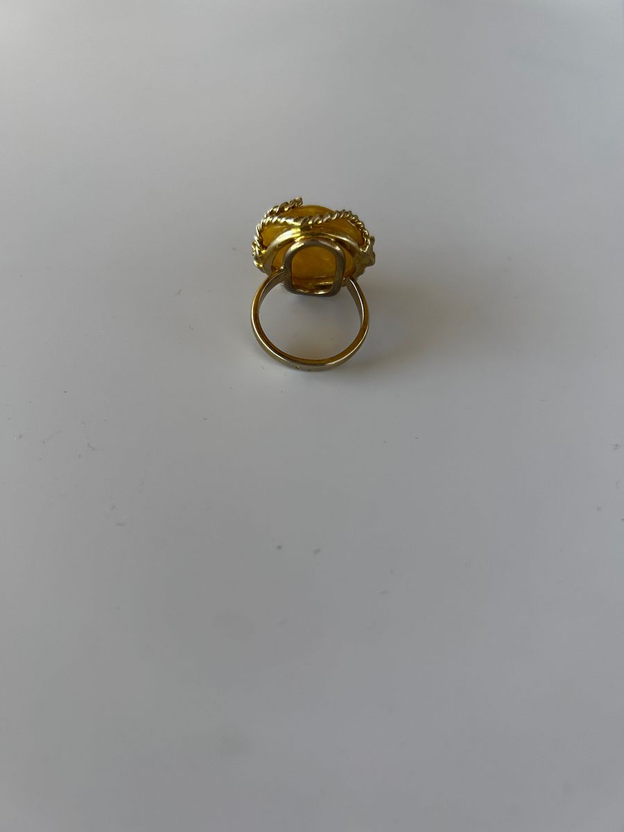 Baltic Egg Yolk Amber 925 Sterling Silver Twisted Swirl Design Adjustable Ring product image (4)