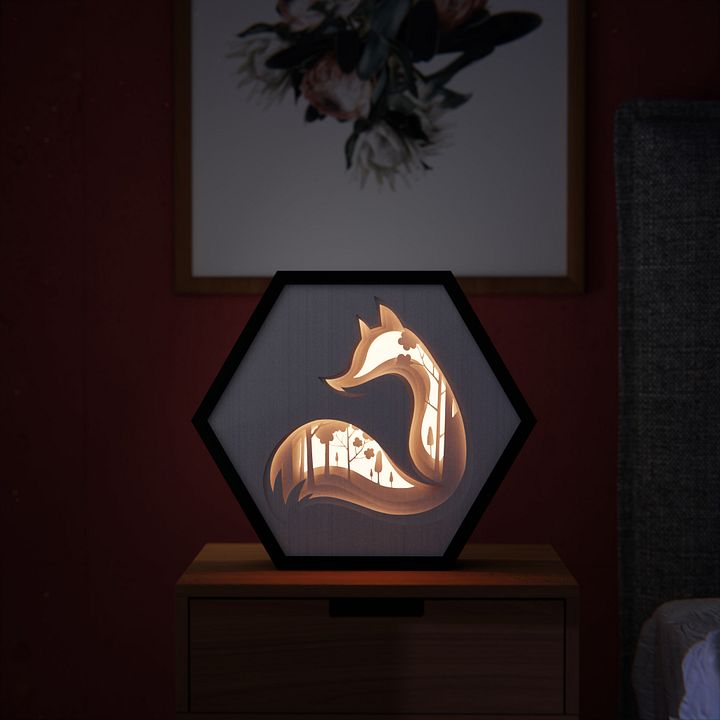Fox Spirit Lightbox template - PDF PNG SVG DXF + Video product image (1)