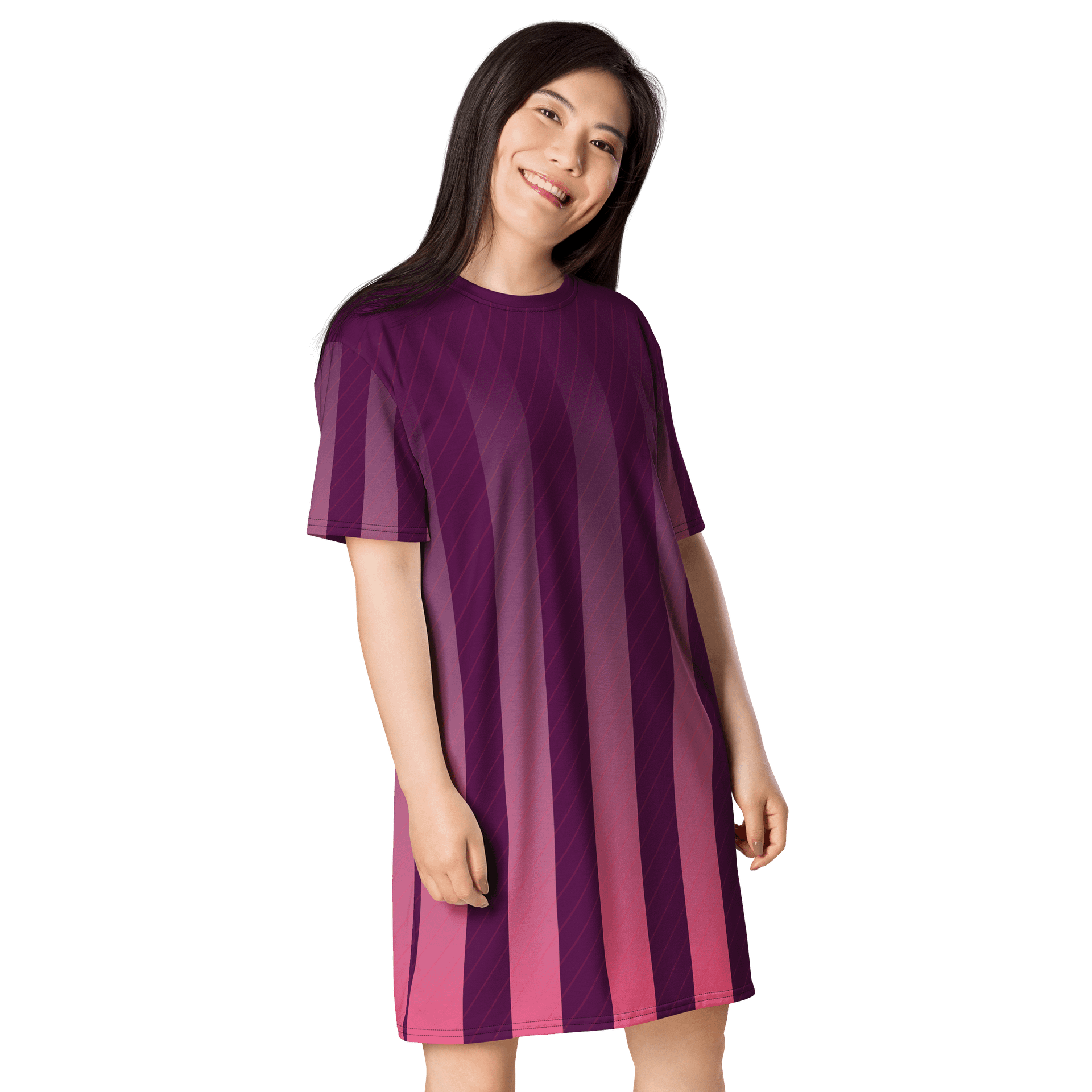 Exclusive Purple-Pink Gradient Striped T-Shirt Dress | TDS Music product image (4)