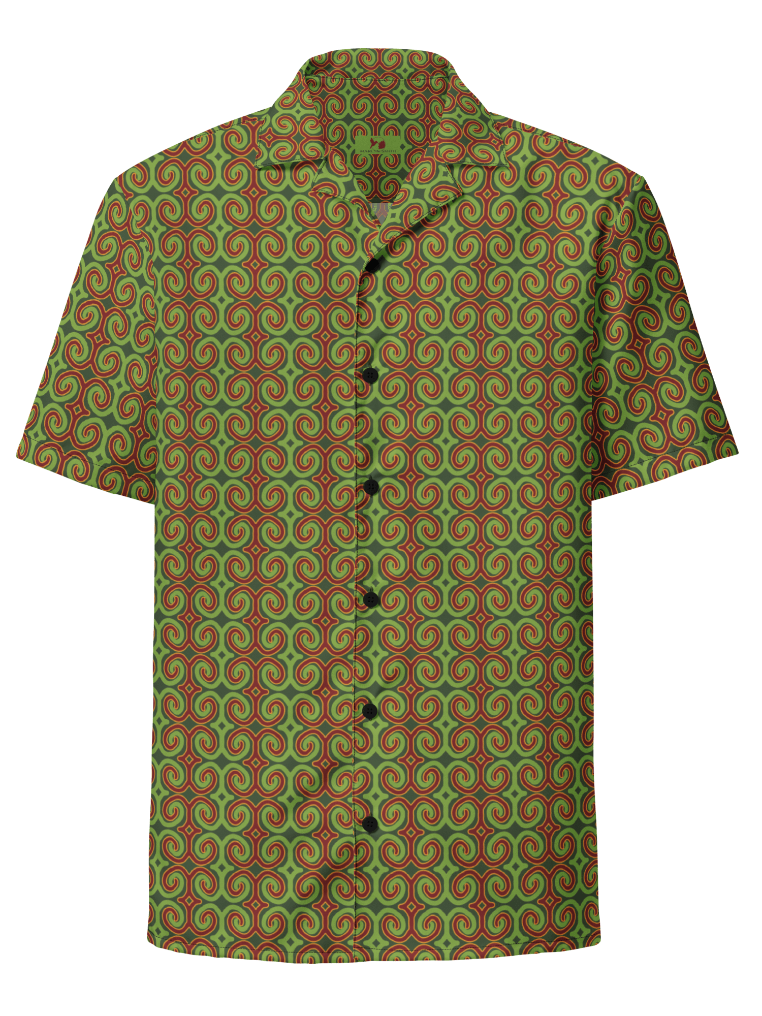 Red & Green Christmas Swirl Oversized Button-Down Shirt product image (1)