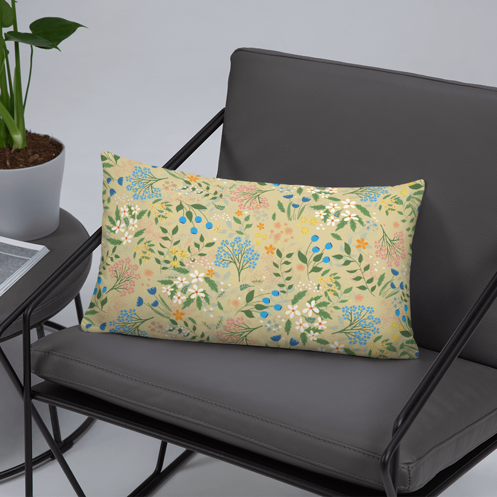 “Where the Food Lives” Floral Pillow in Tan product image (3)