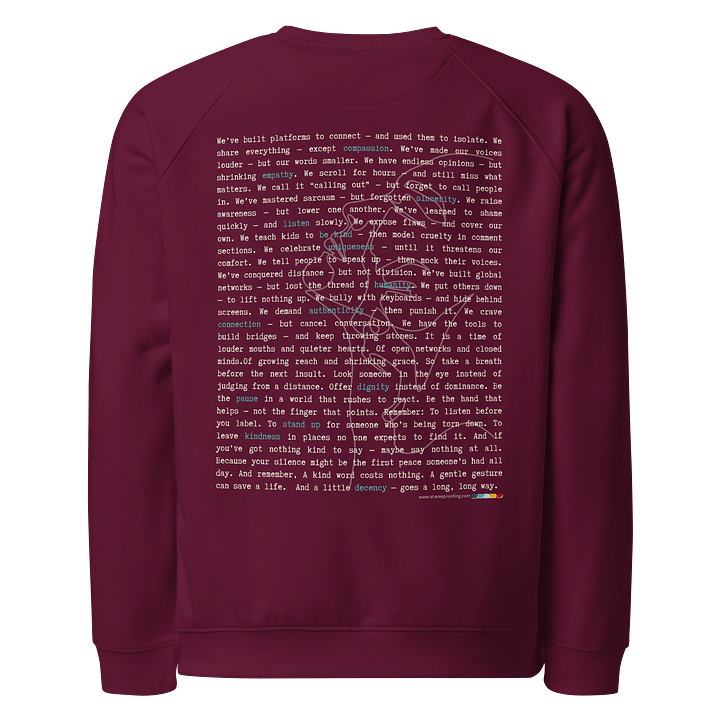 Empathy Edge Sweatshirt – “Paradox Print” | Organic & Recycled Empowerment Raglan Sweatshirt — Fulfilled in EU, US & UK product image (2)
