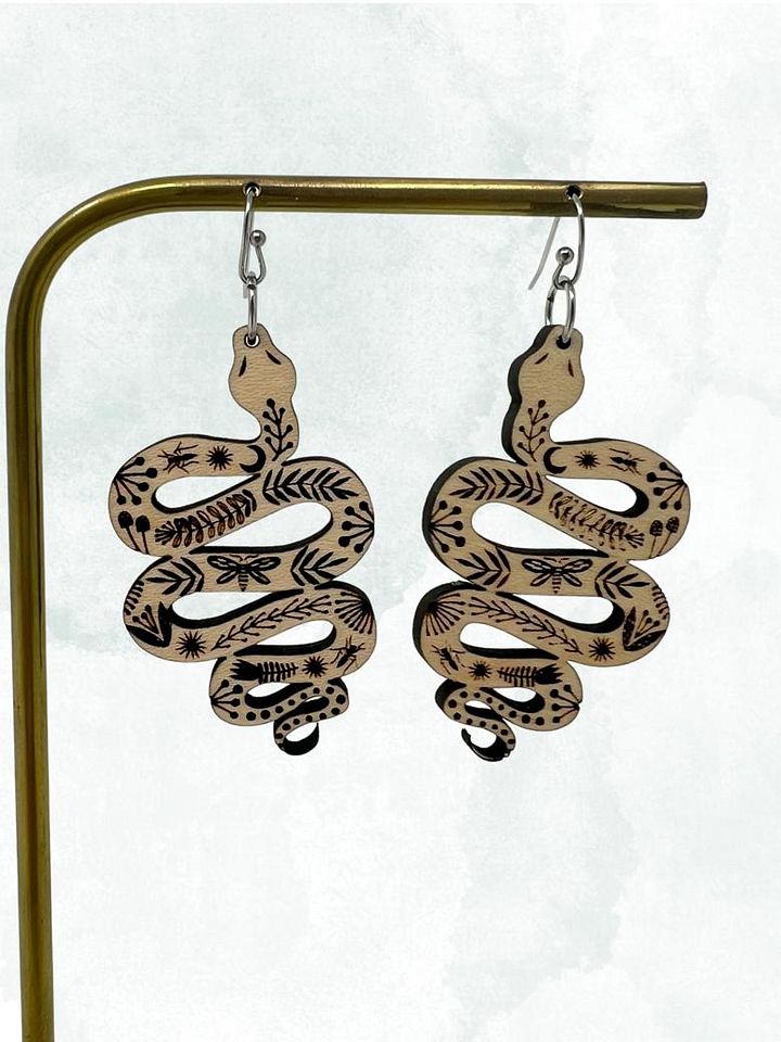 Mystical Snake Earrings (Maple Wood) product image (1)