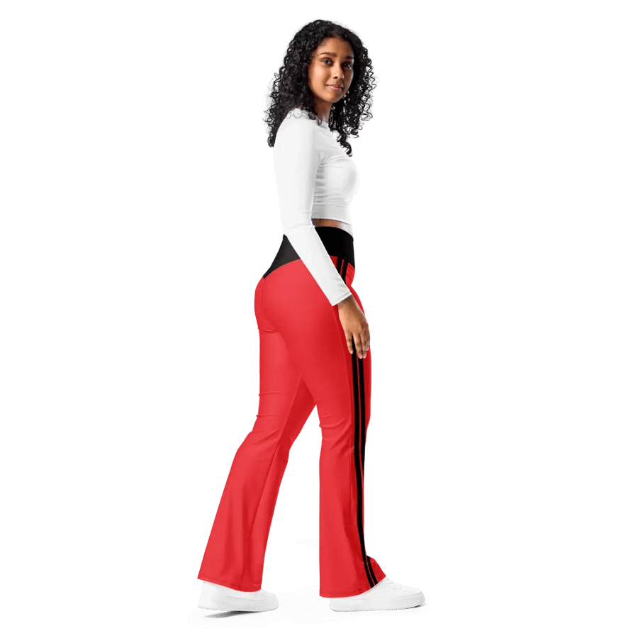 "LoluzCouture" Red/Black Double Side Stripe Flared Leggings product image (3)