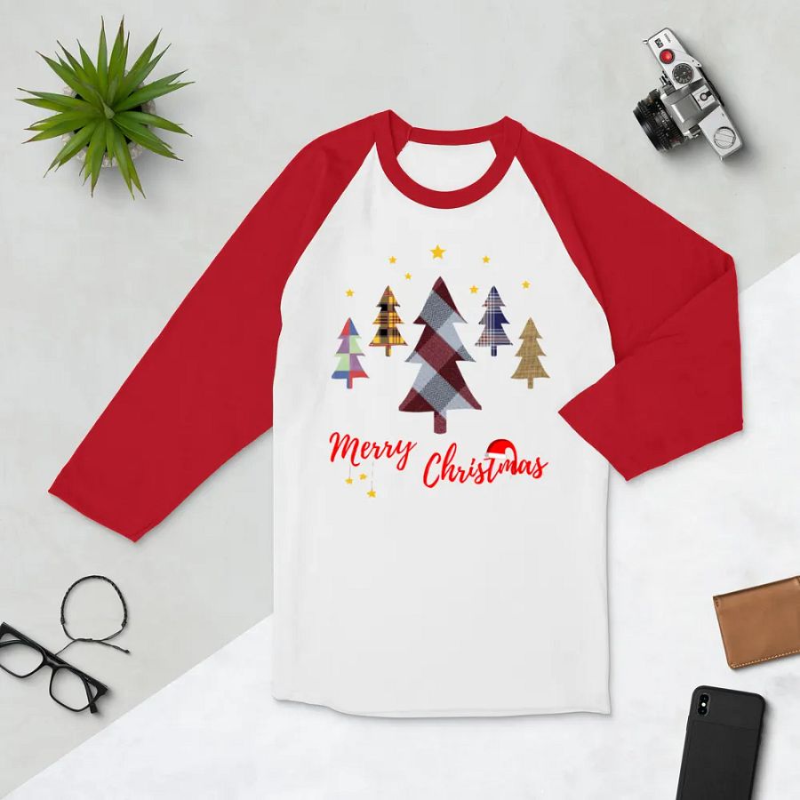 Happy Holidays in Christmas Fine Jersey Raglan Tee product image (58)