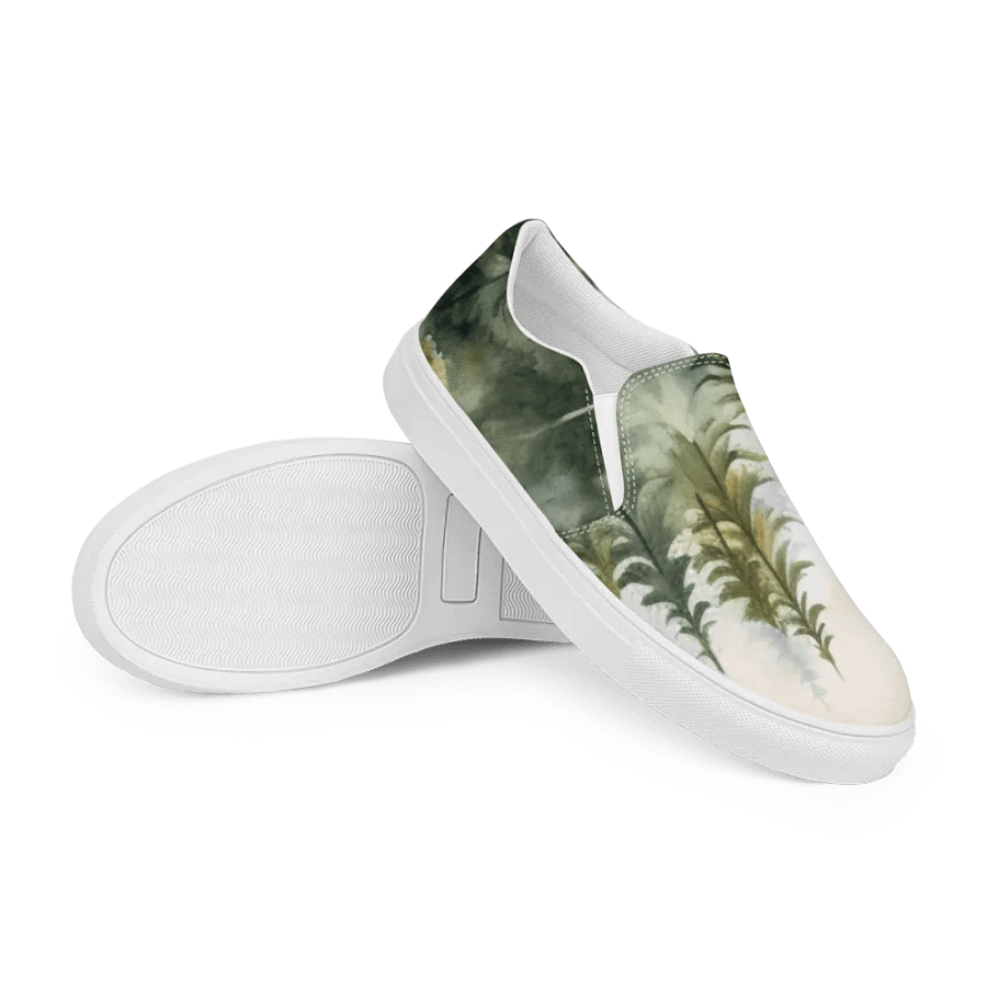 Men's Slip-On Canvas Shoes with Watercolor Spruce Forest Design product image (12)