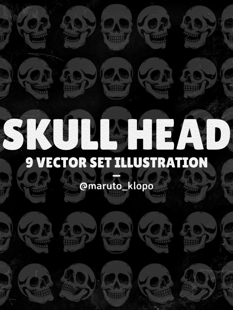 Free Skull Head Illustration Pack – High-Quality Freebies product image (1)