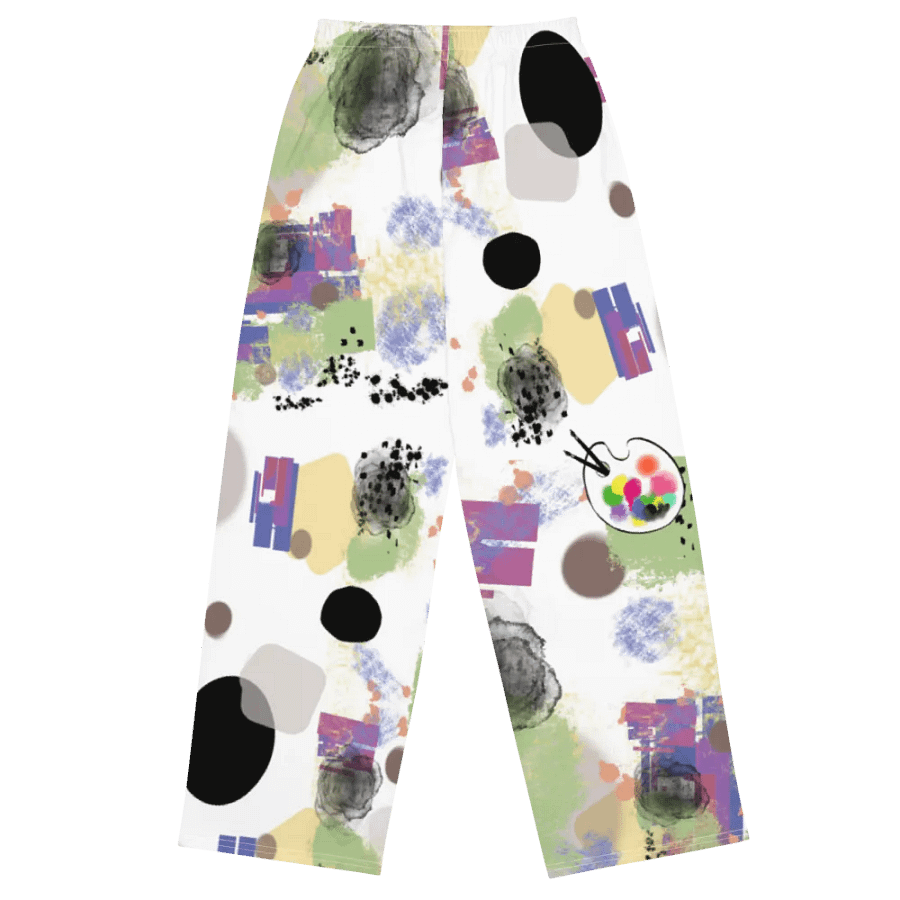 AbstractWear #1 Wide Unisex Pants/White product image (2)