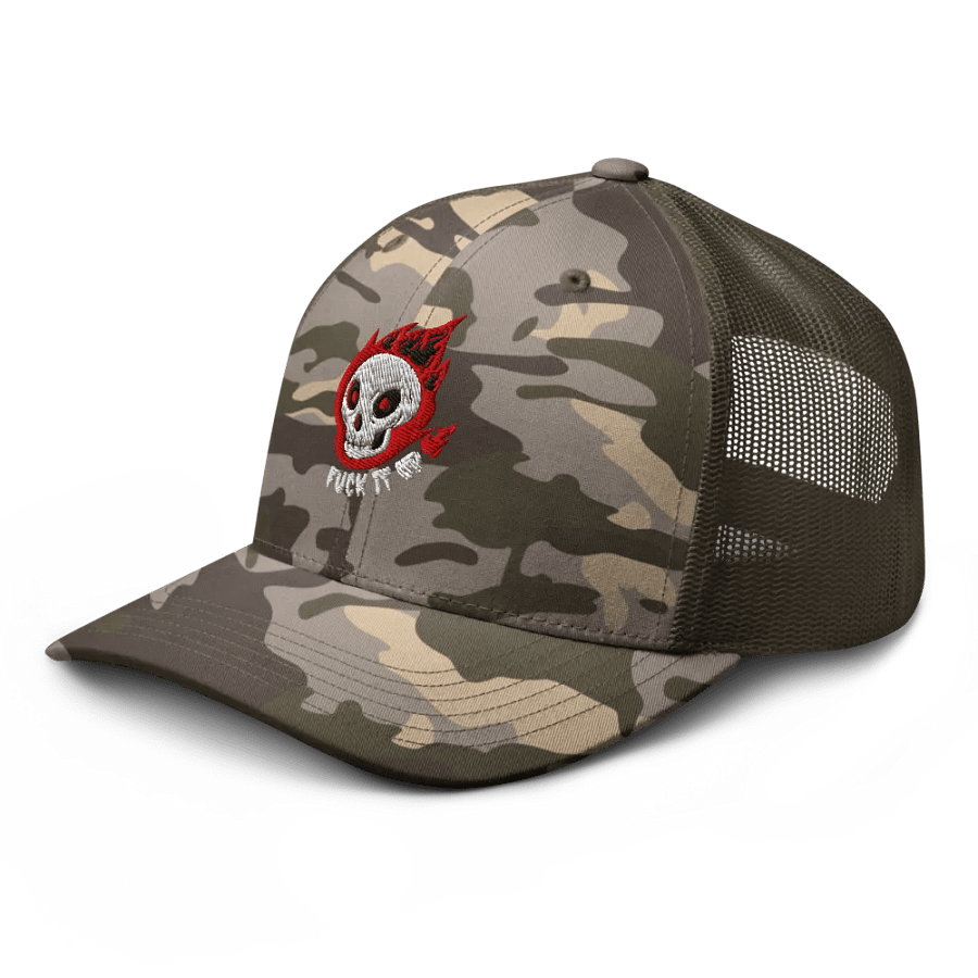 Flaming Skull Camo Trucker Hat product image (4)