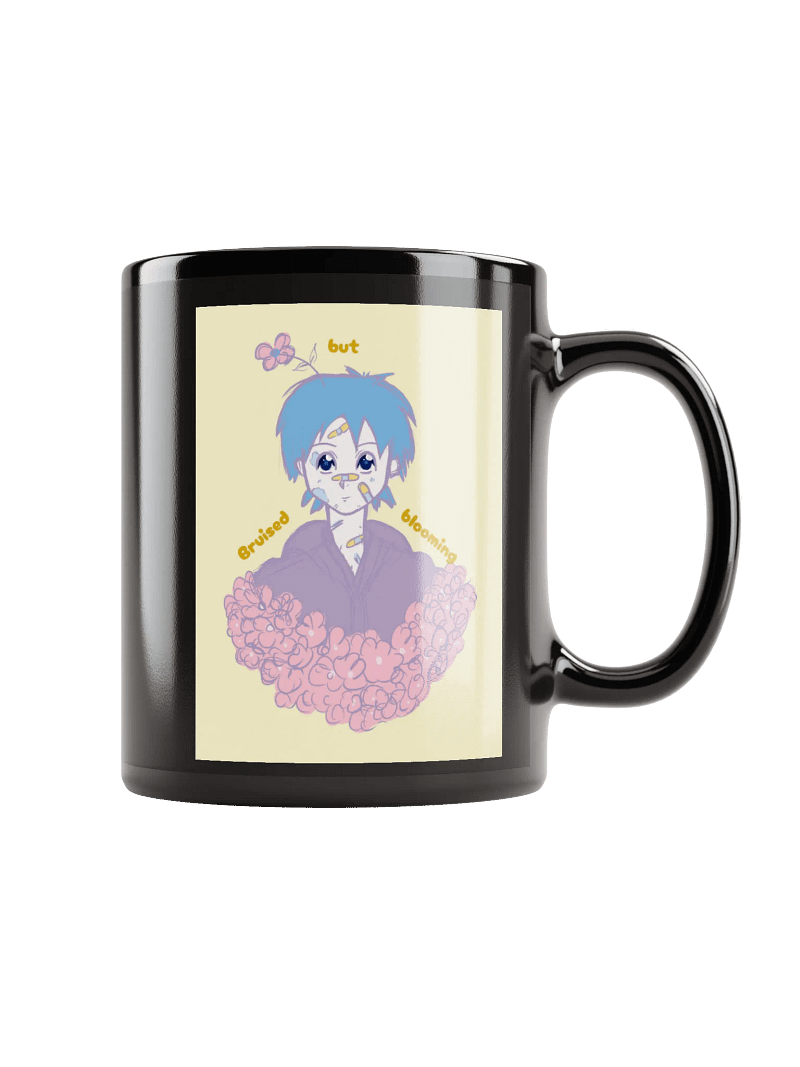 Bruised but Blooming Black Glossy Mug
