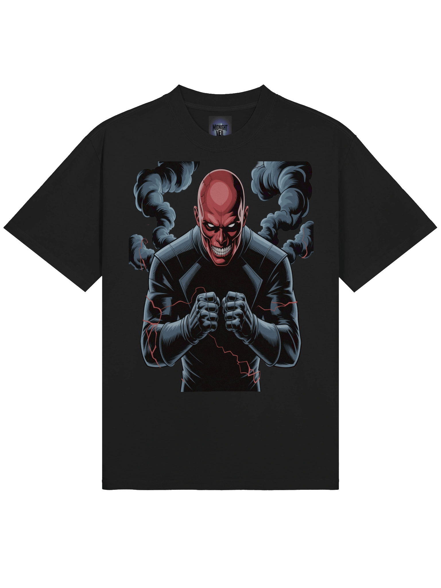 Ethereal Fury: Red Skull Oversized Faded T-Shirt product image (5)