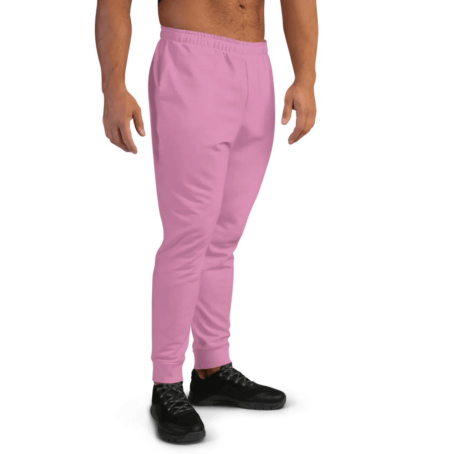 Plain Medium Carnation Pink True Summer Recycled Polyester Premium Men's Joggers by Treasure Pie product image (11)