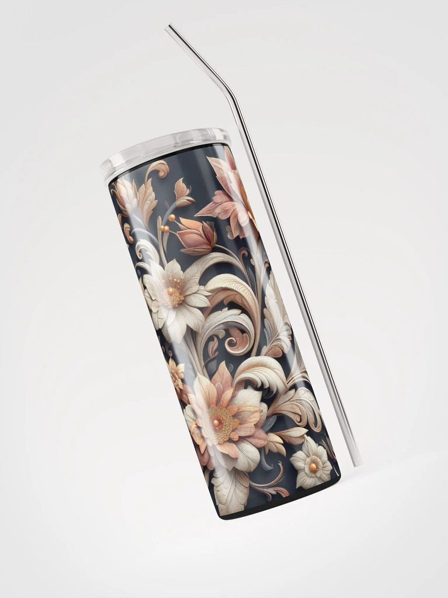 Vintage Floral Stainless Steel Tumbler - Eco-Chic Sipper Delight product image (3)