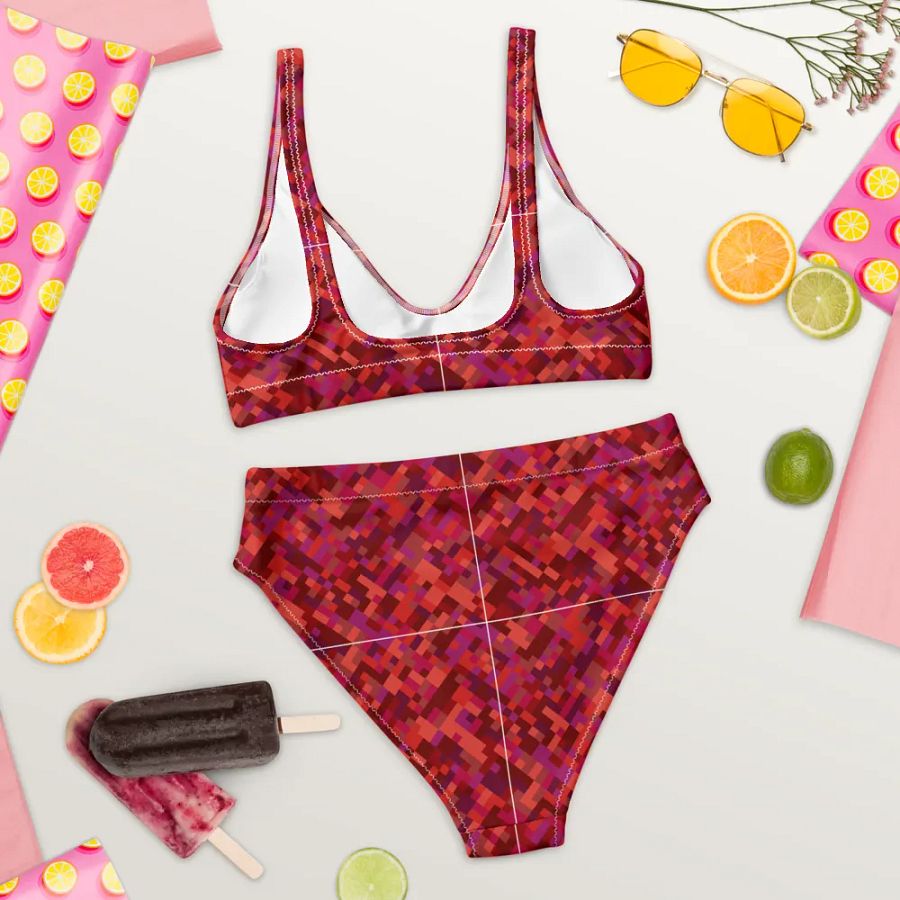 Colorful Mosaic Pattern Design High Waisted Bikini - v3 product image (8)
