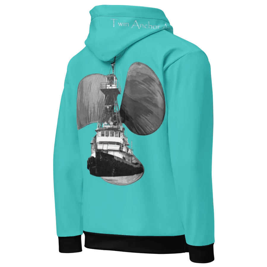 Turquoise Three blade prop Tug CE Hoodie product image (10)