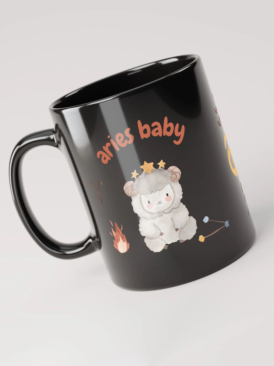 Aries Baby March 21-April 19 BLACK GLOSSY MUG Baby Gift, New Baby Gift, Fun Astrology Gift product image (3)