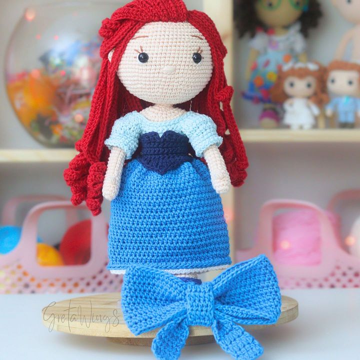 🌊Patrón de Amigurumi de Ariel – Versión Humana con Vestido Rosa (Descarga Digital) product image (2)