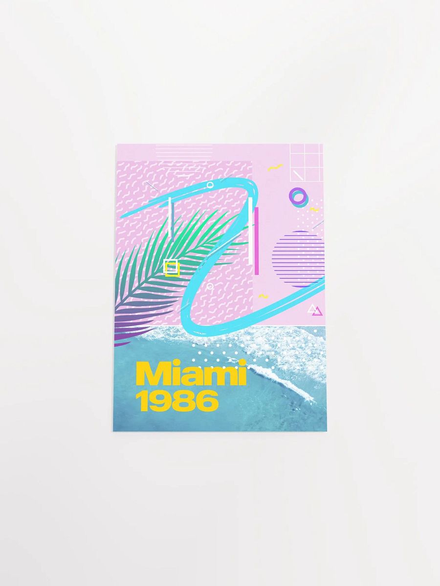 Retrowave poster: Miami 1986 [retrowave/vaporwave/synthwave] — aesthetic poster, retrowave art print, neon poster, 80s poster product image (9)