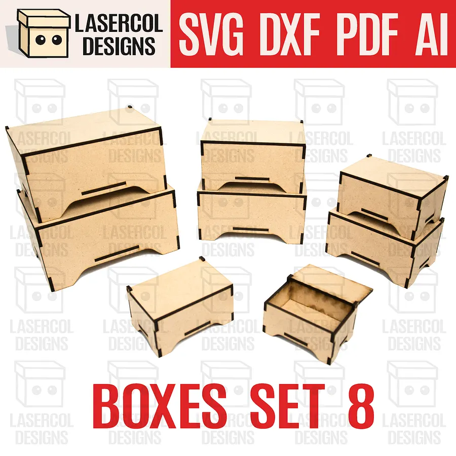 Boxes Bundle (Set 7, 8) - Laser Cut Files product image (4)