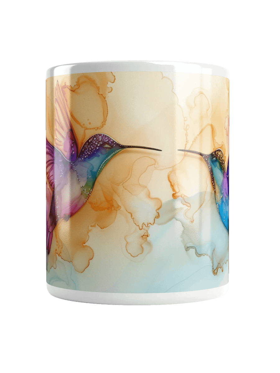 Hummingbird Alcohol Ink White Glossy Ceramic Mug by Treasure Pie product image (4)