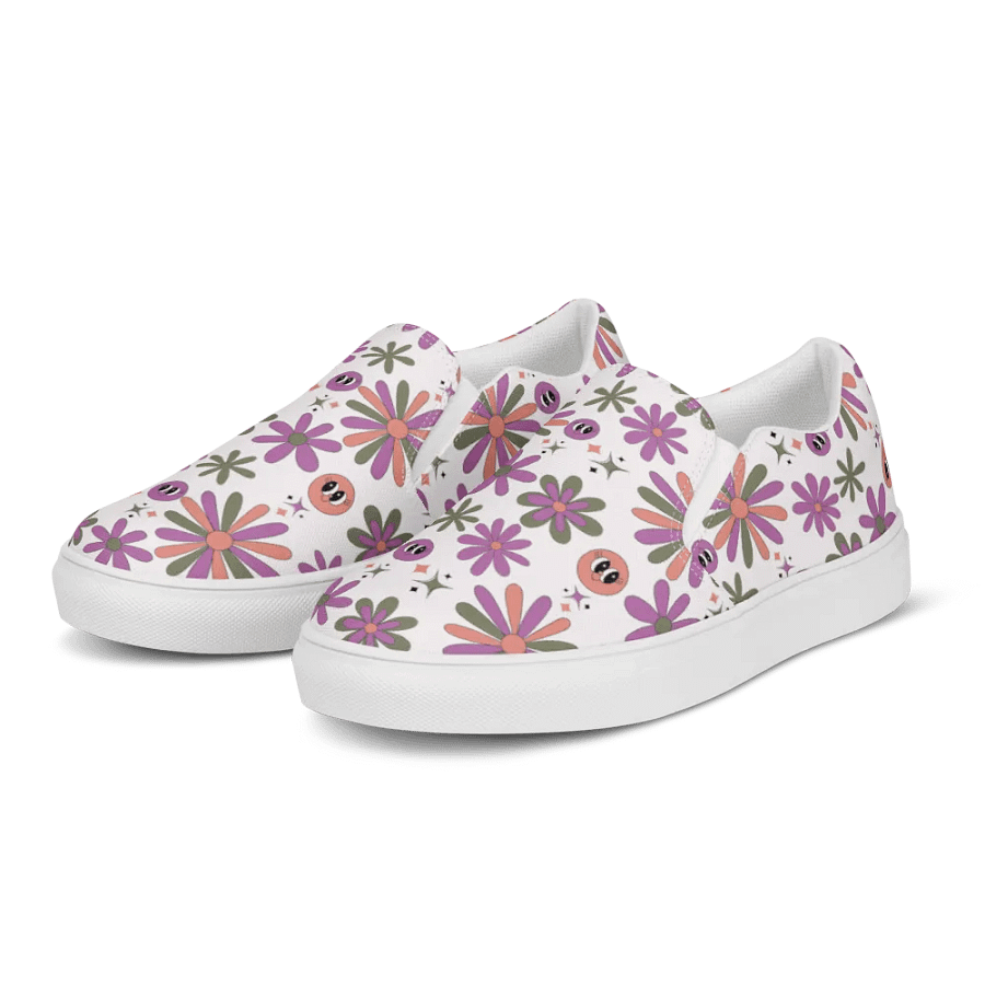 Kawaii Smiley Blossom Canvas Slip-Ons product image (6)