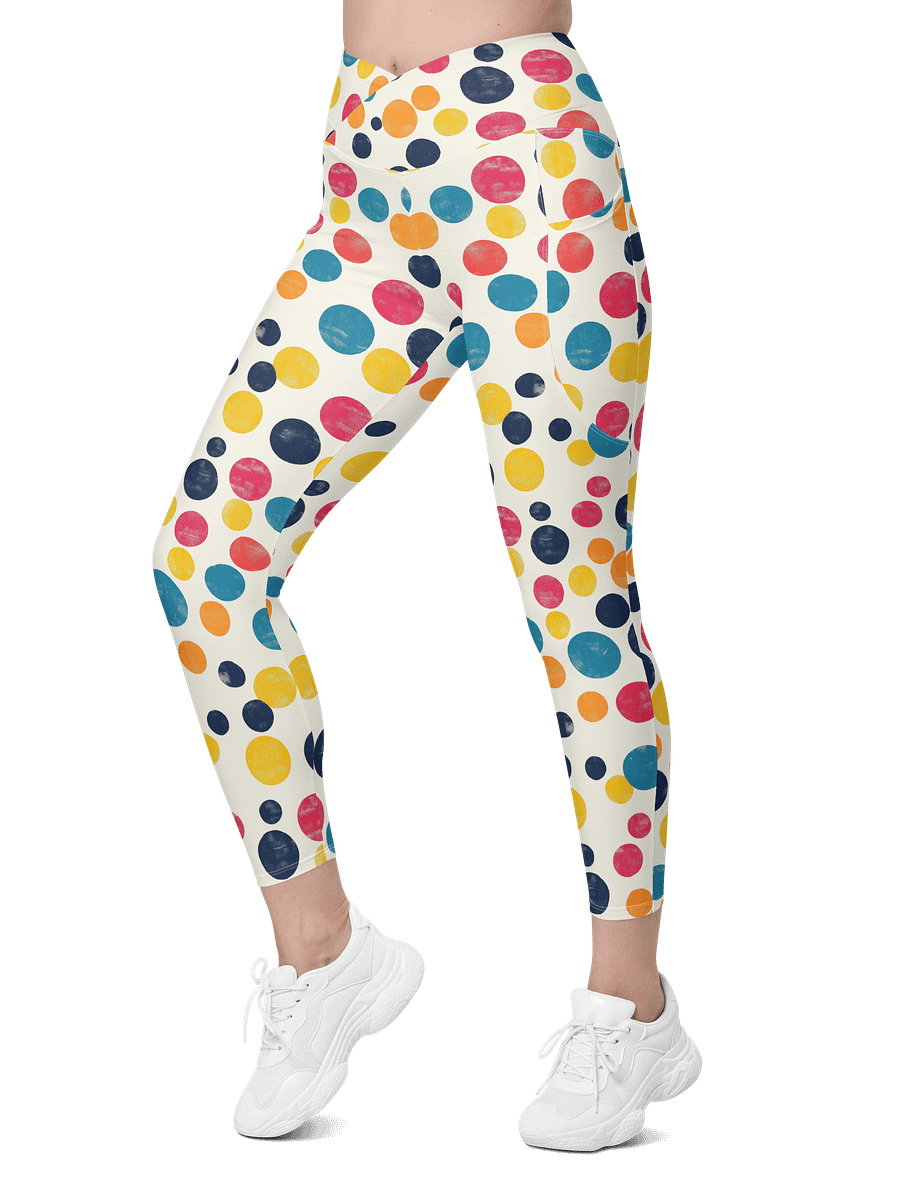 Polka Dot Illusion Vintage Retro Crossover Leggings with Pockets product image (6)