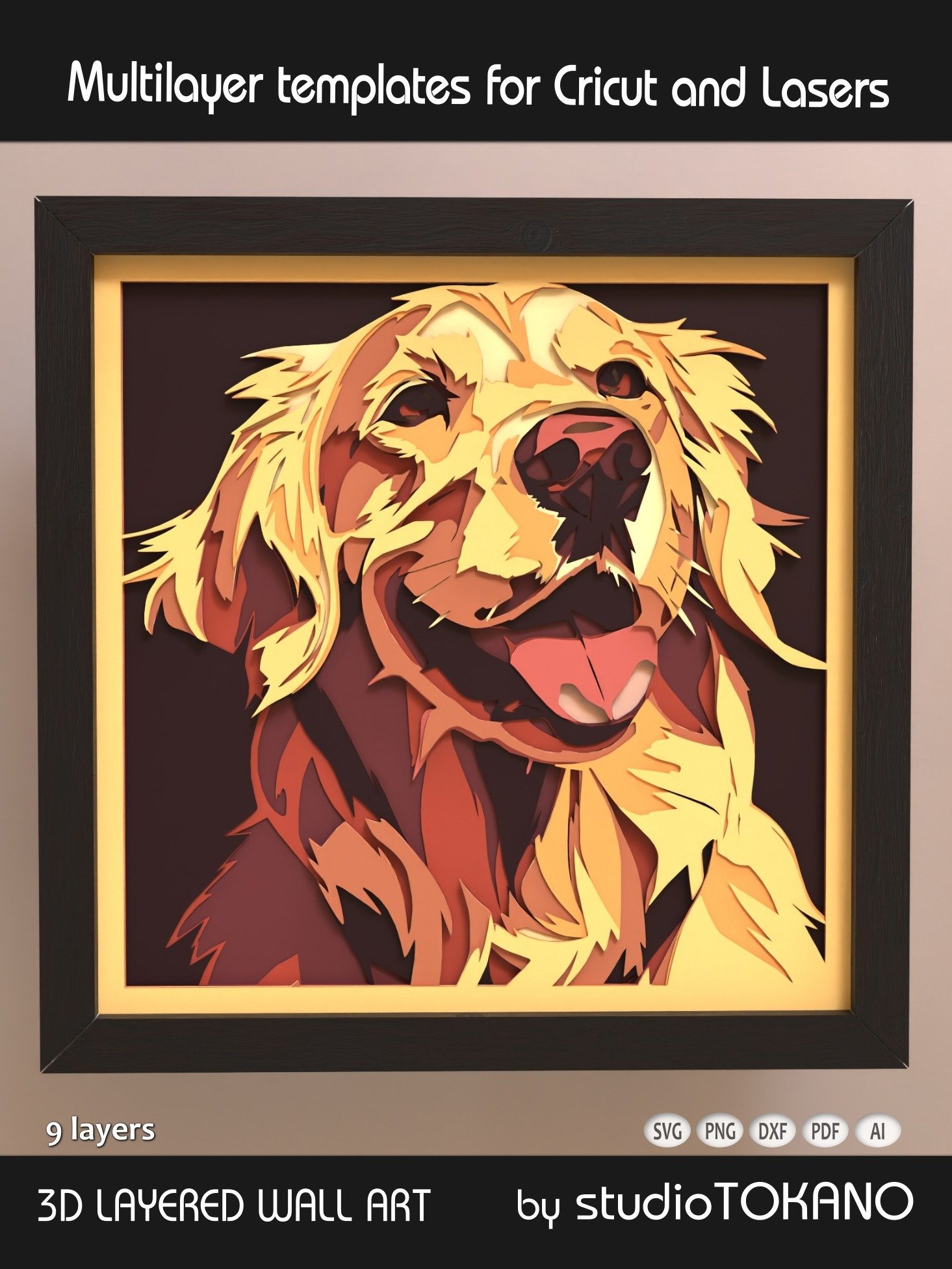 Golden Retriever Dog 3D Cardstock SVG product image (1)