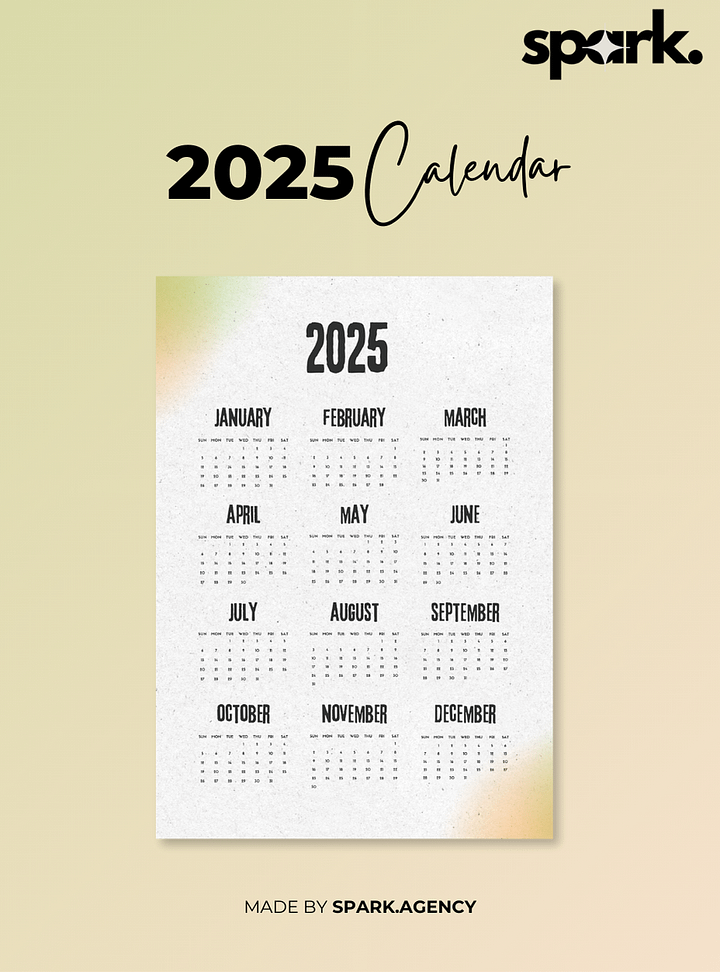 Vintage Printable Monthly 2025 Calendar Poster product image (1)