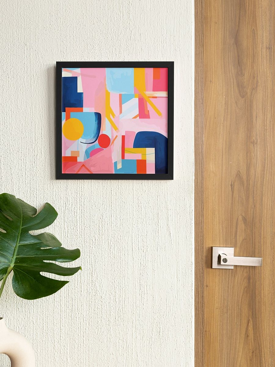 Geometric Shapes Abstract Art Poster, Pastel Pink and Blue Wall Art, Modern Minimalist Print for Contemporary Home and Office Decor product image (2)
