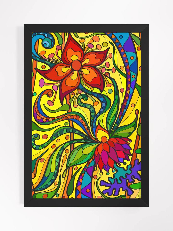 Whimsical Floral Swirls Framed Poster - Bright Starfish product image (1)