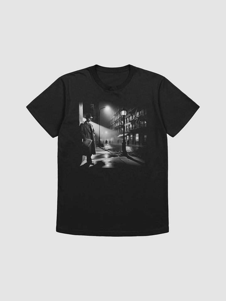 Foggy Night Watch: The Noir Street Corner (Front Print Mens Tee) product image (1)