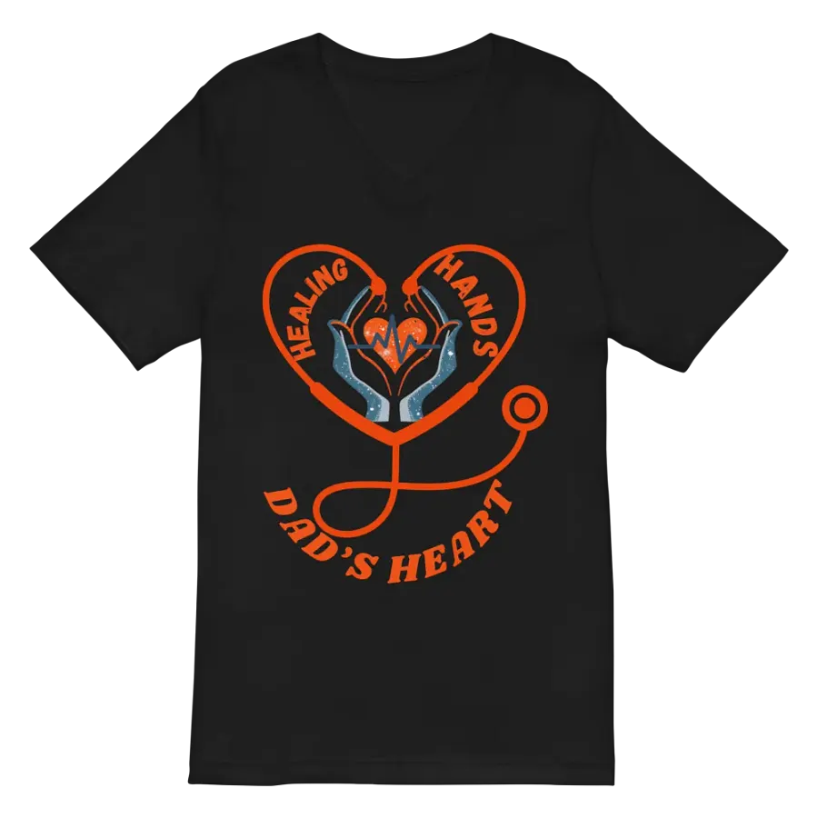 stethoscope, Healing Hands Dad's Heart V-Neck Tee product image (3)