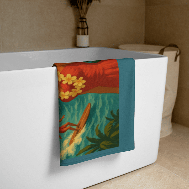 ISLAND ALOHA BEACH TOWEL – 30"x60", COTTON TERRY BACK, VINTAGE HAWAIIAN SURF PRINT product image (2)