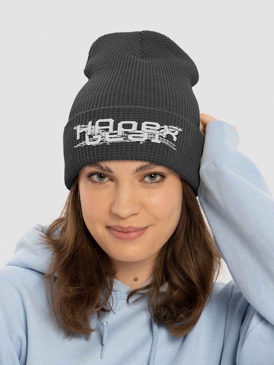 Waffle Beanie - Embroidery - White HApex Gear Black Logo product image (1)