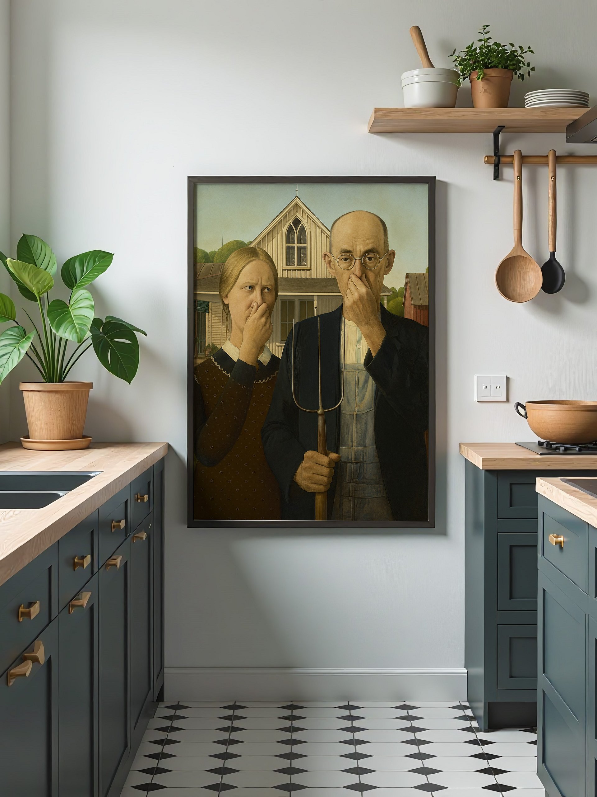 Funny American Gothic Bathroom Art Print Poster product image (2)