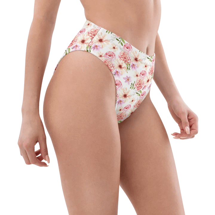 Watercolour Floral Pattern High Waisted Bikini Bottom - V3 product image (1)