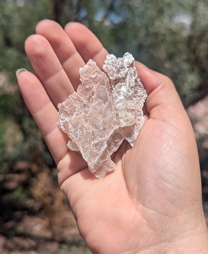 Pink Selenite Palm Stone #1 product image (1)