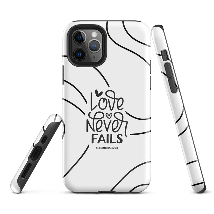 'Love Never Fails' Black Swirls iPhone® Tough Case product image (2)