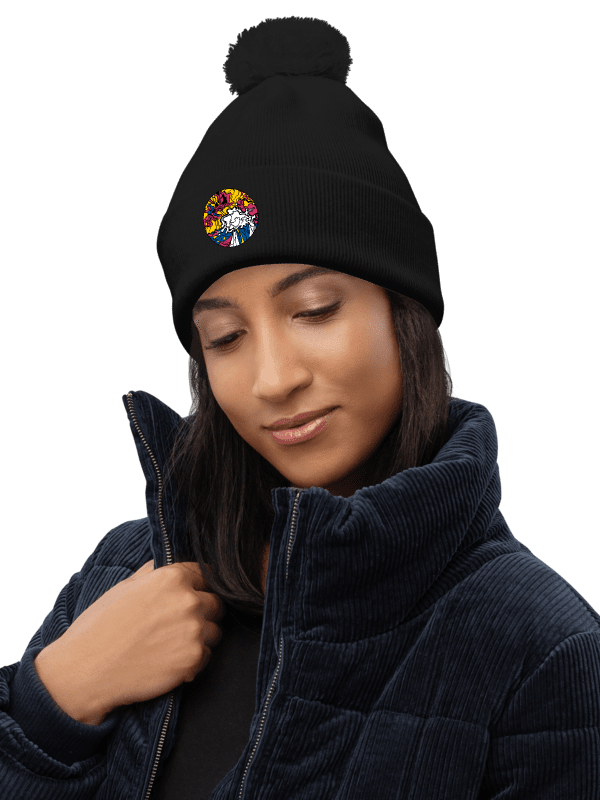 Vibrant Wave Pom-Pom Beanie - Wave at Sunset product image (7)