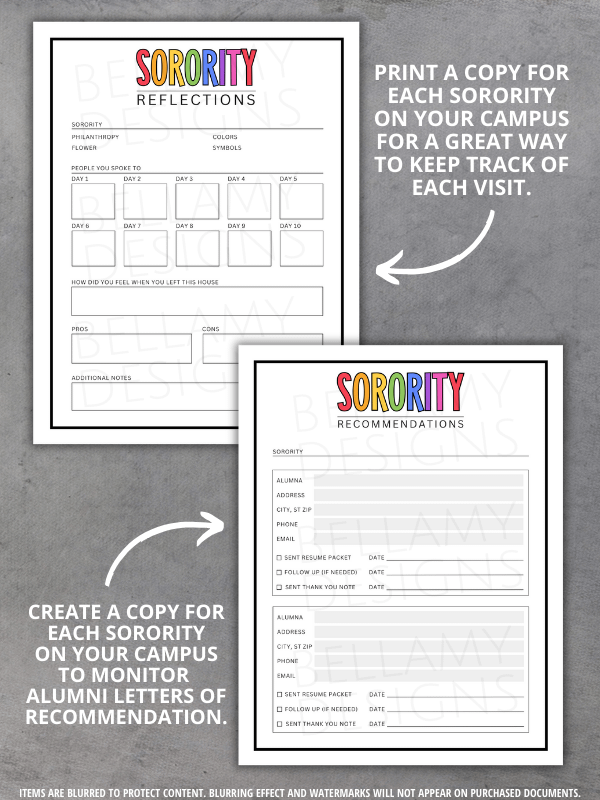 Sorority Rush Week Survival Kit, Sorority Recruitment Planner product image (5)